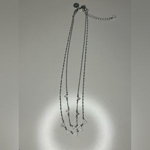 WHITE HOUSE BLACK MARKET SILVER TONE 2 STRAND CUT CRYSTAL 17"-20" NECKLACE